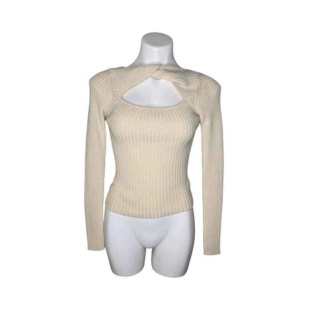 ASTR THE LABEL Ribbed Tie Cut Out Long Sleeve Top Size XS